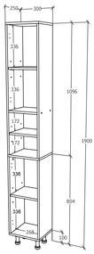Soldat Baie Zaria, 2 Usi, Gri Lucios/Alb, MDF, L 30 x l 27 x H 190 cm