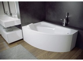 Cada baie asimetrica cu sezut, acril, 140 x 90 cm, orientare stanga, Besco Rima 1400x900 mm, Stanga