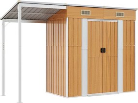 vidaXL Șopron grădină, acoperiș extins, maro, 277x107x181 cm, oțel