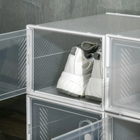 HOMCOM Pantofar Modular cu 8 Cuburi de Depozitare și Uși Magnetice, Cuburi din PP, 25x35x19 cm, Alb și Transparent | Aosom Romania