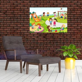 Tablou cu bucuriile copiilor în nisip (90x60 cm)