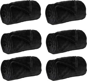 vidaXL Pături de aruncat 6 pcs Negru 240 x 270 cm Molton