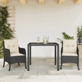 3211842 vidaXL Set mobilier de grădină cu perne, 3 piese, negru, poliratan