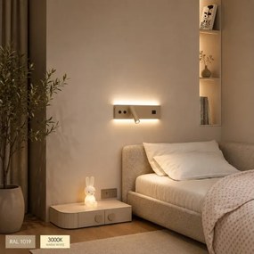 Brilagi-LED Aplică spot de perete cu port USB NOCTIS LED/3W/230V+LED/9W bej