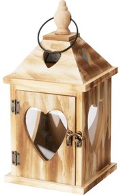 Set de felinare din lemn Inimă, 2 bucăți