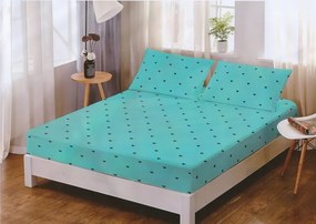 Husă de pat din FINET cu elastic si 2 fete de pernă, Blue Hearts 160x200
