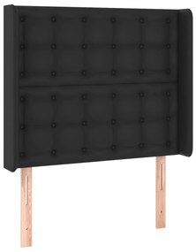 Tablie de pat cu aripioare, negru, 93x16x118 128 cm, piele eco 1, Negru, 93 x 16 x 118 128 cm
