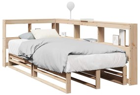 vidaXL Pat cu bibliotecă fără saltea, 90x190 cm, lemn masiv de pin