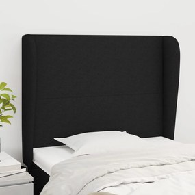 vidaXL Tăblie de pat cu aripioare, negru, 83x23x118/128 cm, textil