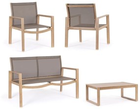 Set mobilier de gradina, 4 piese, metal / textilena, natur, Kallen Yes