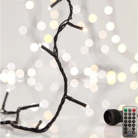 Ghirlandă LED de exterior CLUSTER 200xLED, 8 funcții, 2,1 m, IP44, alb cald + telecomandă