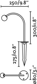 Stalp LED cu tarus iluminat exterior IP65 CUCA H-30cm