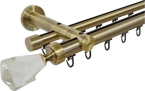 Galerie dublă Crystal Cone 25/19 mm aur antic – țeavă profil, prindere perete (Alege marime: 240 cm)