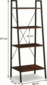 Biblioteca TAYLOR 4 rafturi 147x60 cm, rustic maro