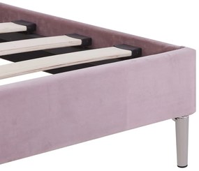 Cadru de pat cu LED-uri, roz, 160 x 200 cm, material textil Roz, 160 x 200 cm