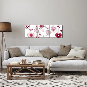 Tablou cu inimiore pictate (cu ceas) (90x30 cm)