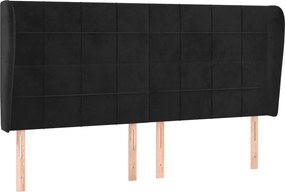 vidaXL Tăblie de pat cu aripioare, negru, 183x23x118/128 cm, catifea