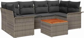 vidaXL Set de canapele pentru grădină cu pernă 7 pcs Gri poliratan