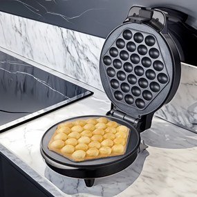 Aparat de facut vafe Bubble Waffle Rosberg R51442H, 1000W, Placi antiaderente, Negru