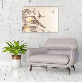 Tablou pe sticlă - Colibri (70x50 cm)