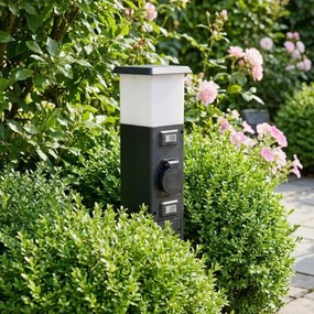 Brilagi - Lampă de exterior cu 2 prize SCHUKO, soclu 1xE14/15W/230V, IP44, neagră