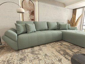 Colțar extensibil dumonde cu ladă de depozitare si sezut confortabil din spuma high-density, Berlin XL Enjoy Mint 350x185 cm II