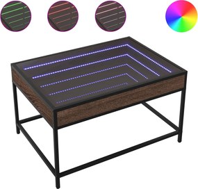 vidaXL Măsuță de cafea cu LED infinity, stejar maro, 70x50x41 cm