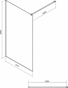 Paravan dus sticla walk-in 100x200 cm cu cadru metalic crom Sanswiss Easy 1000x2000 mm