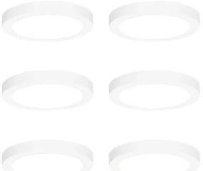 Set de 6 spoturi încastrate sau montate la suprafață albe 18 cm, inclusiv LED cu atenuare în 3 trepte până la cald - Trans