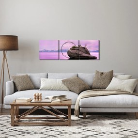 Tablou cu piata în mare (cu ceas) (90x30 cm)
