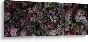 Tablou - Perete de flori (cu ceas) (90x30 cm)