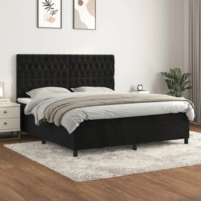 3143219 vidaXL Pat box spring cu saltea, negru, 180x200 cm, catifea