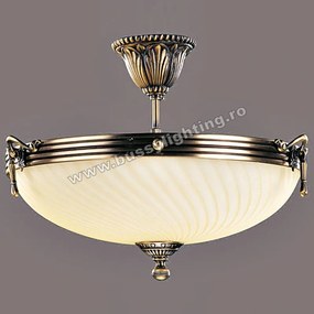 Lustra Omega cu Diam 43 cm, Desing Clasic, Finisaj Bronz Antic, Abajur Crem - Bussy Lighting 3035-52-43A