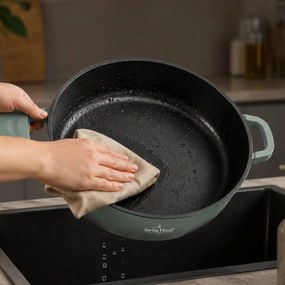 Oală joasă Swiss Haus Zurich Luxury Collection SH-ZLC28G, 28 cm, 4,2 l, acoperire ceramică Sapphire, cuptor până la 220 °C, inducție, mentă/grafit