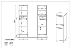 Dulap de baie înalt gri închis cu aspect de stejar 34x120 cm Salinas - Germania