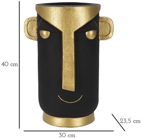 Vază negru-auriu din polirășină înaltă 40 cm Tribal – Mauro Ferretti