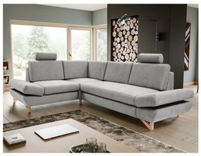 Colțar extensibil AVESTA tapițat, cu spațiu de depozitare, L, stânga, gri