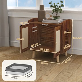 PawHut Mobilier nisip pentru pisici masă auxiliară cu uși cu covorașe din sisal pentru salon dormitor 55x43x59,6 cm Măsliniu | Aosom Romania