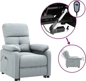 vidaXL Fotoliu rabatabil electric, gri deschis, textil