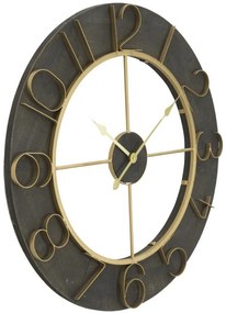 Ceas decorativ negru/auriu din metal si MDF, ∅ 70 cm, Dark Glam Mauro Ferretti