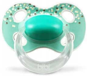 BIBI Suzeta din silicon natural, Puncte, 6 - 16 m, turcoaz