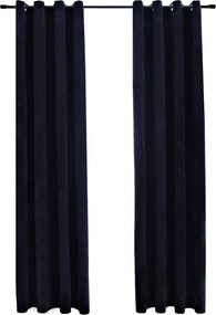 vidaXL Draperii opace cu inele, 2 buc., negru, 140 x 175 cm, catifea