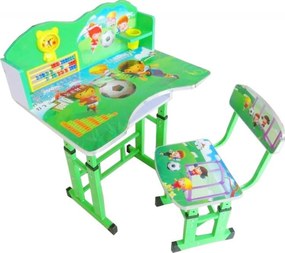 Birou copii din MDF cu jucarii interactive Novokids™ My first desk, dimensiuni 68X43X65, cadru metalic, masuta copii, Verde