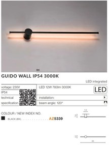 Aplica de perete exterior cu iluminat arhitectural IP54 LED GUIDO