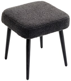 HOMCOM Taburet, suport pentru picioare, scaun captusit, aspect casmir, picioare din otel, 42 x 42 x 47 cm, Gri inchis | Aosom Romania