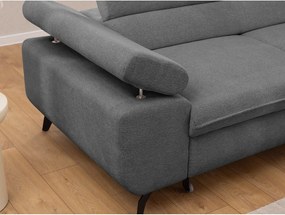 Colțar gri cu tapițerie din chenille (cu colț pe partea dreaptă/în formă de ”L”) Marbeya – Ropez