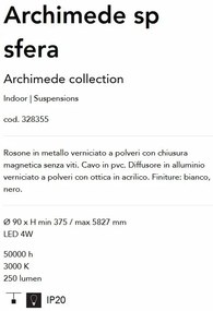 Pendul LED stil minimalist Archimede sp sfera alb