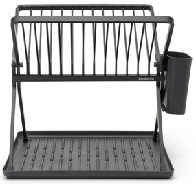 Scurgător de vase gri închis cu două nivele din metal 37x33 cm – Brabantia