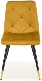 Scaun tapitat K438, galben, stofa catifelata, 45x50x86 cm