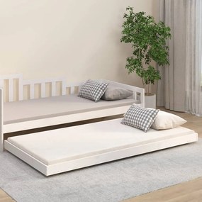 823490 vidaXL Cadru de pat, alb, 100x200 cm, lemn masiv de pin
